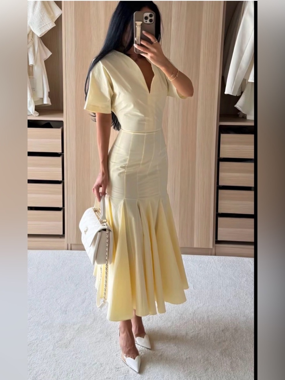 Zara NWT ZW COLLECTION butter yellow Midi maxi Dress XS Light Yellow 2221/014